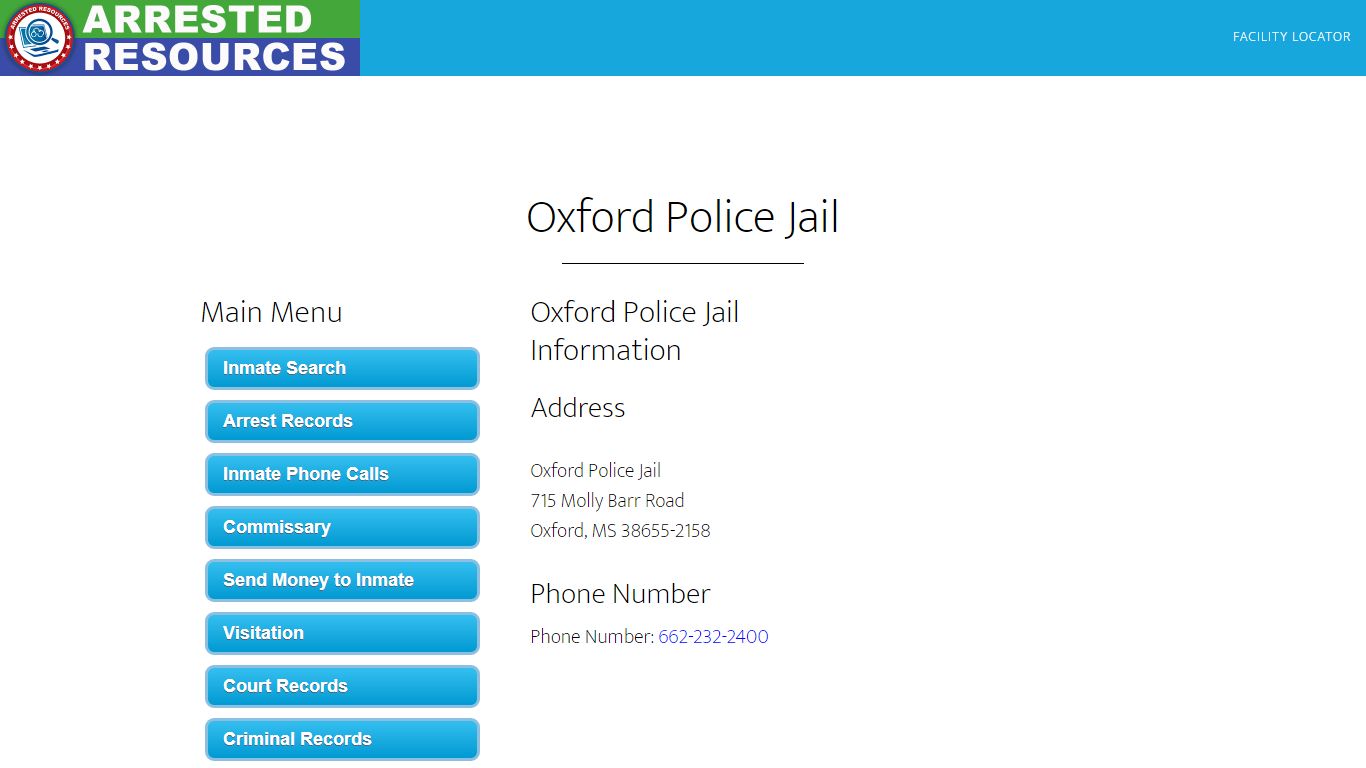 Oxford Police Jail - Inmate Search - Oxford, MS - Arrested Resources